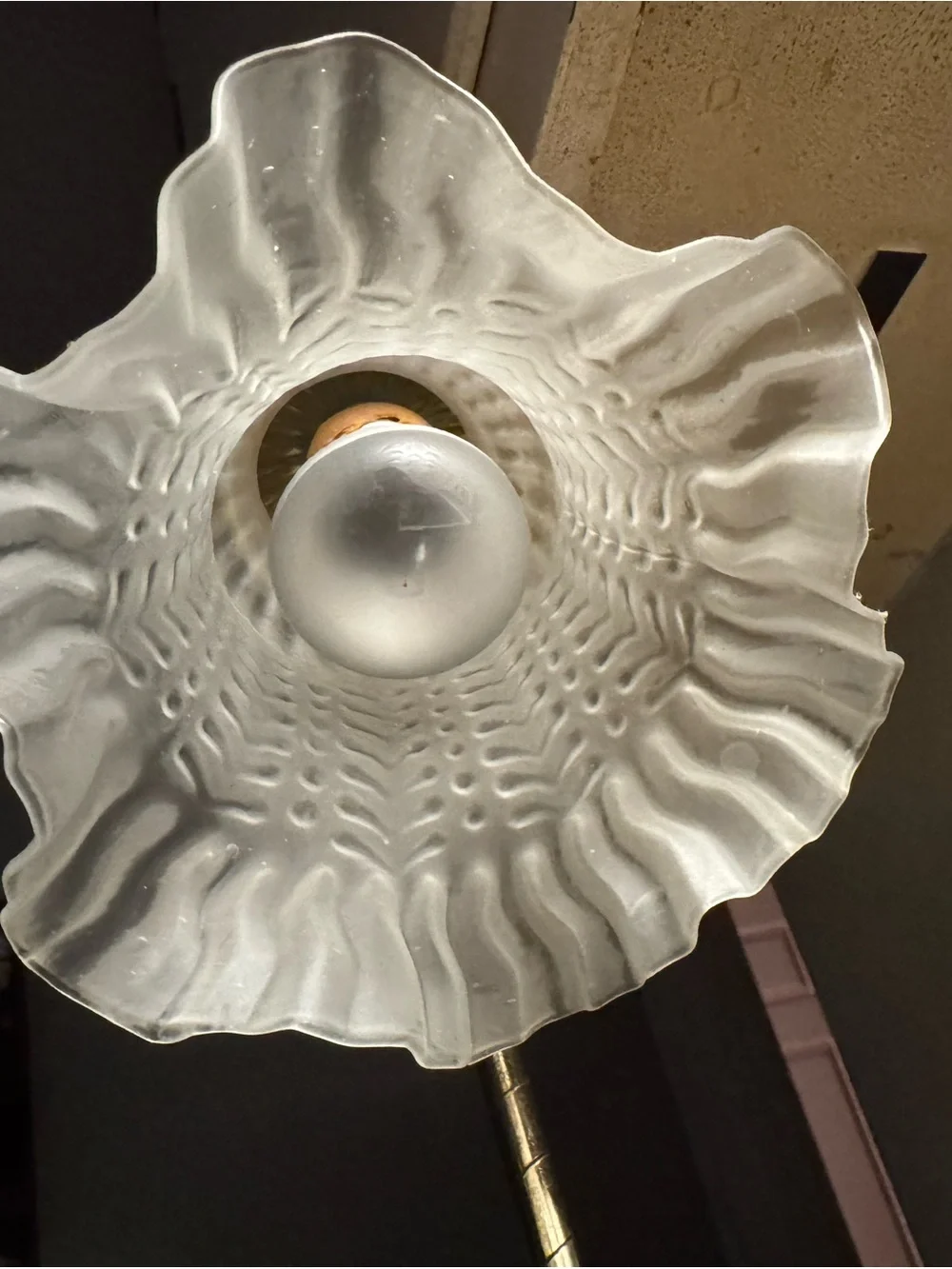 Vintage Brass Lily Pad Tulip Gooseneck Desk Lamp Frosted Clear Shade